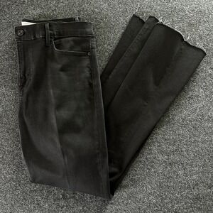 FRAME Le Easy Flare Black Finn‎ Raw Hem Jeans Womens 32 High Rise Stretch